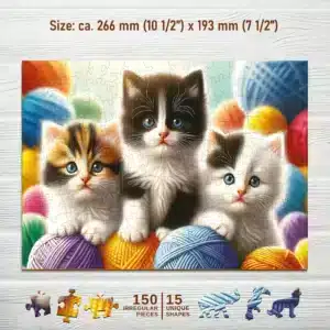 cuki cicák és a fonalgombolyagok fa puzzle