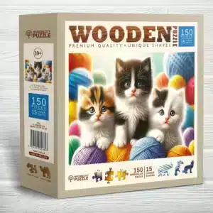 cuki cicák és a fonalgombolyagok fa puzzle