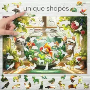 cicák és halak fa puzzle