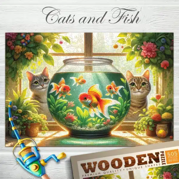 cicák és halak fa puzzle