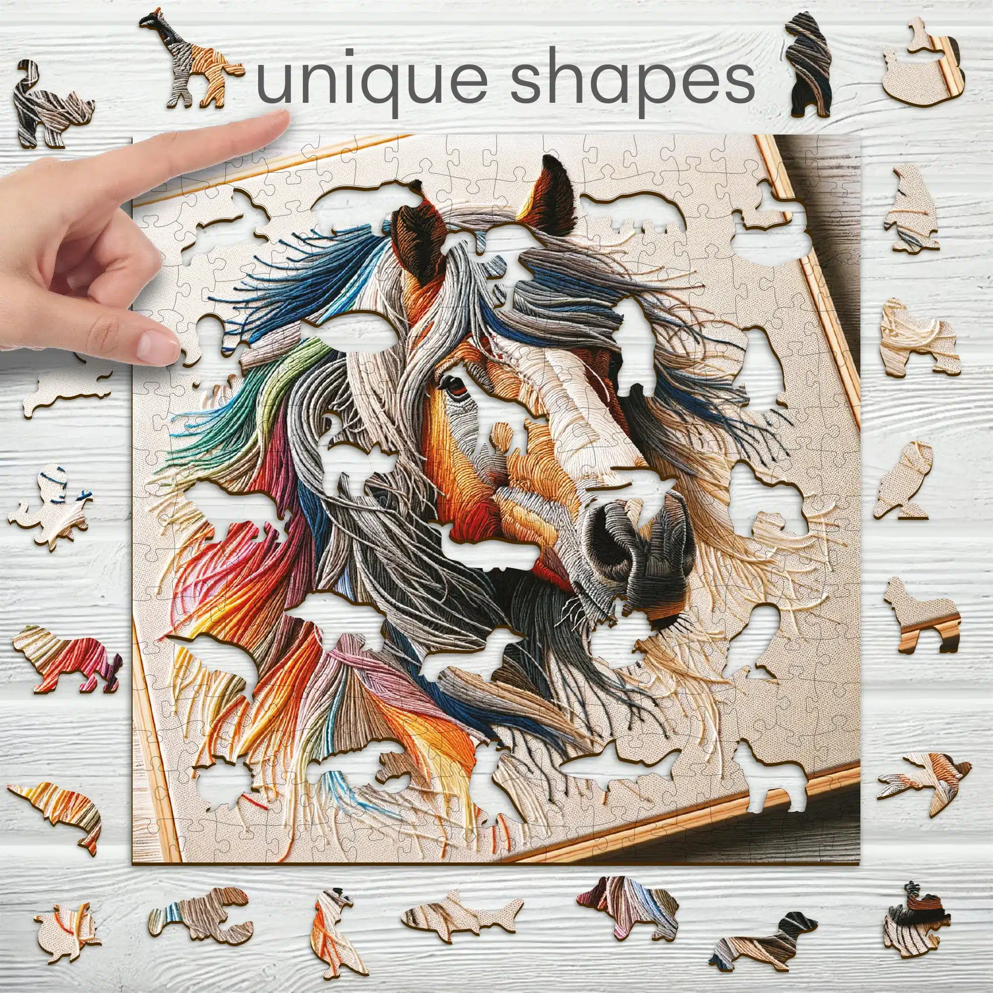 bársonyos ló fa puzzle