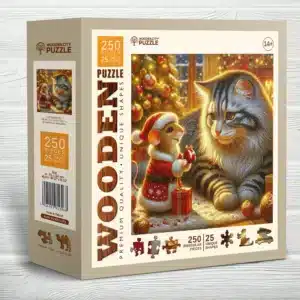macska és egér fa puzzle