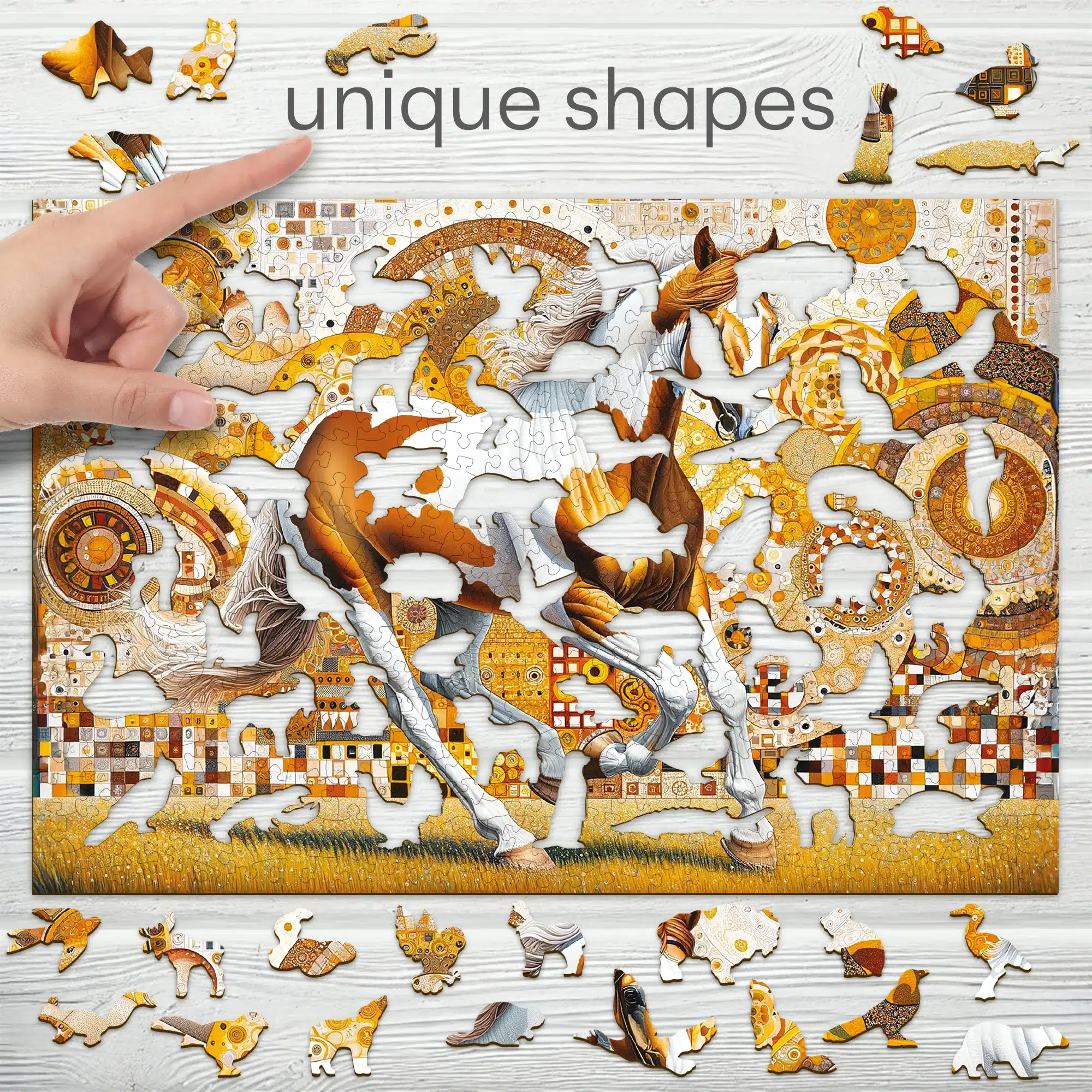 elegáns ló fa puzzle