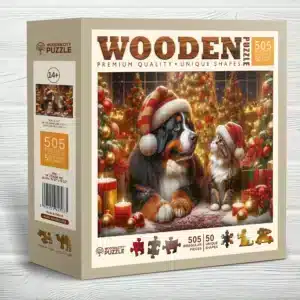 kutya és cica fa puzzle