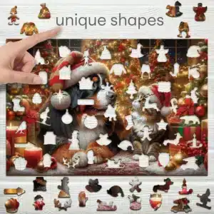 kutya és cica, macska fa puzzle