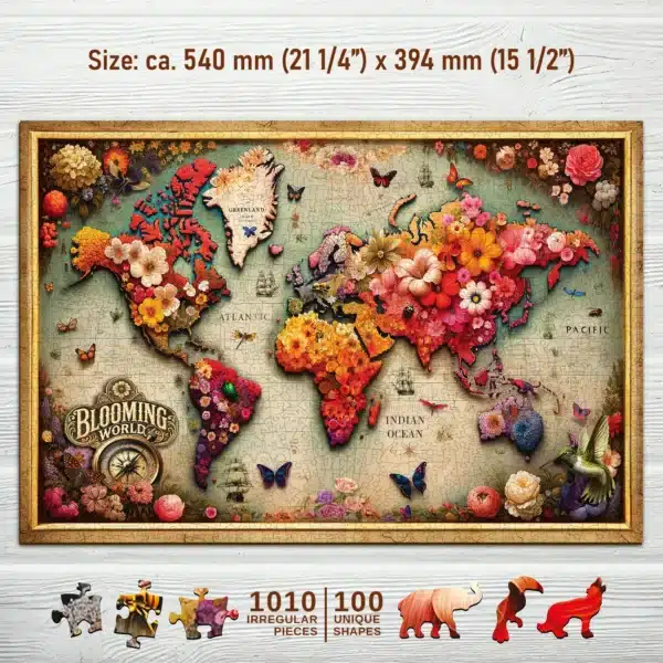 színes térkép fa puzzle