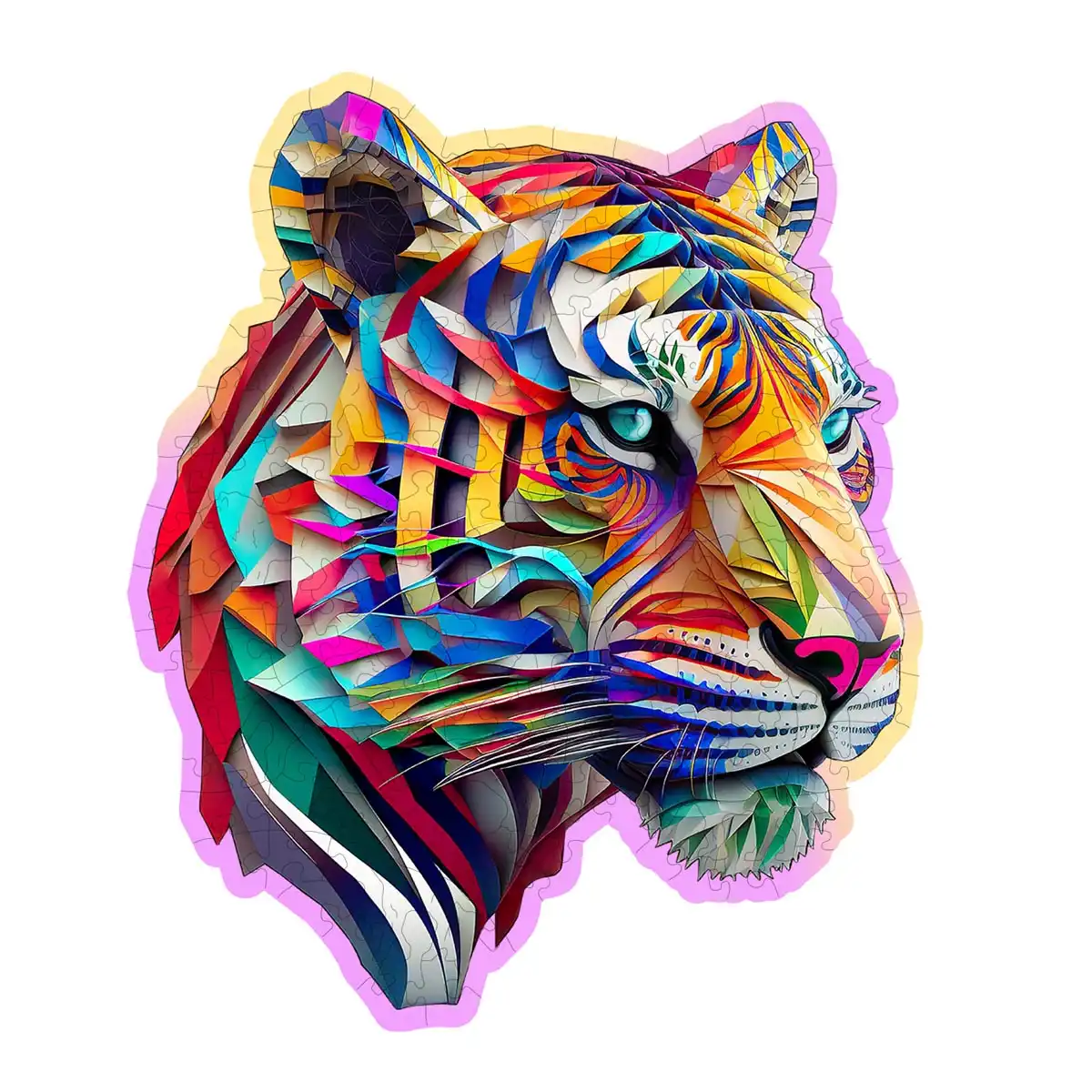 színes tigris fa puzzle
