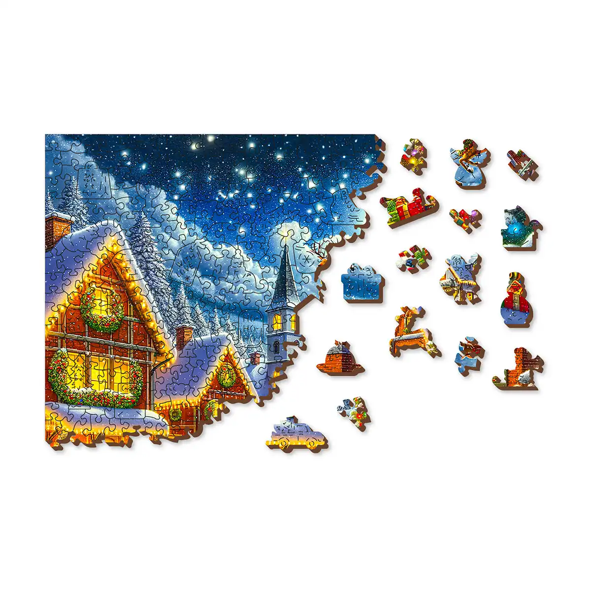 Mikulás vidám utazása karácsony fa puzzle