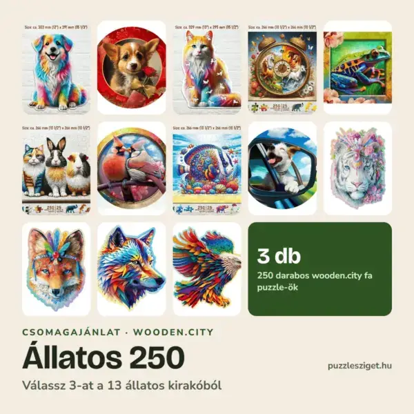 Állatos 250 fa puzzle csomag