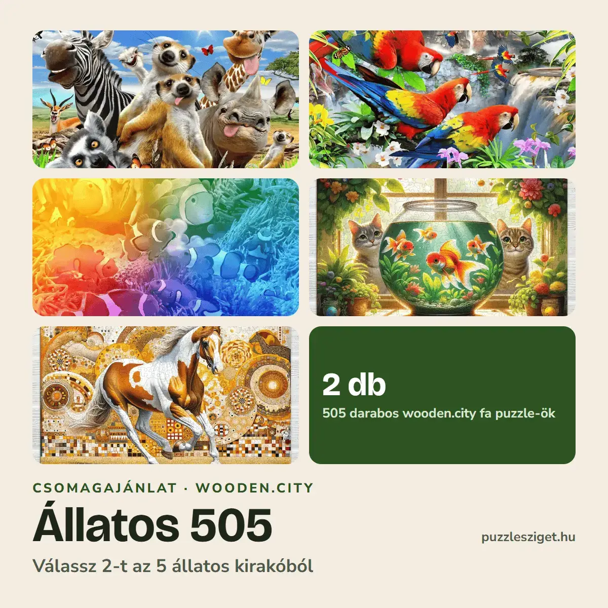 Állatos 505 fa puzzle csomag