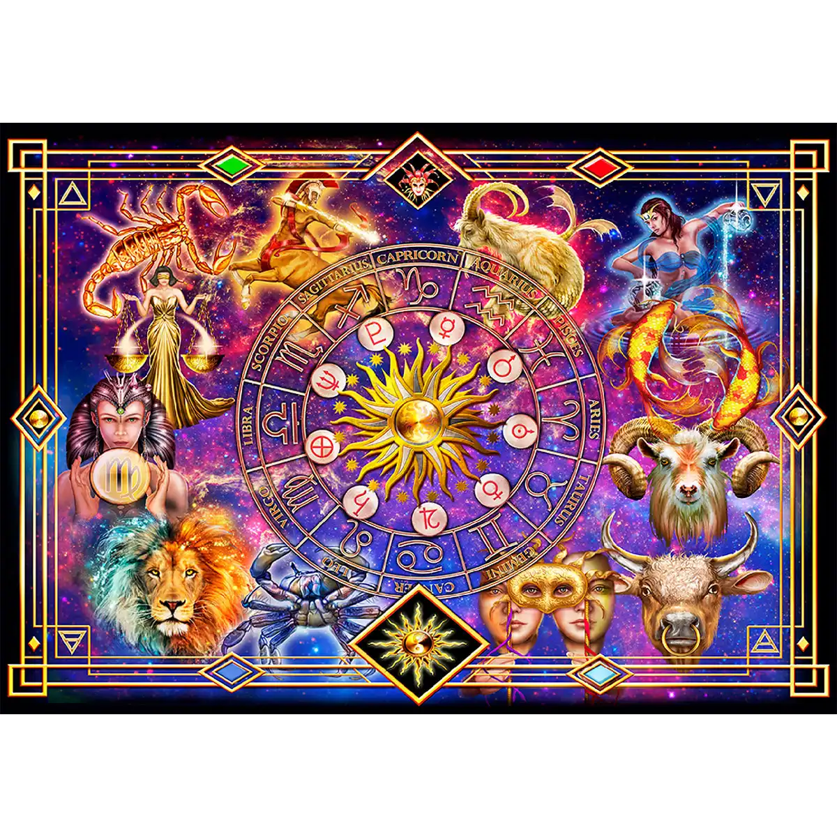 zodiákus montázs fa puzzle