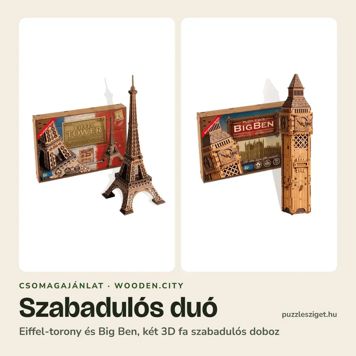 Szabadulós 3D fa puzzle csomag