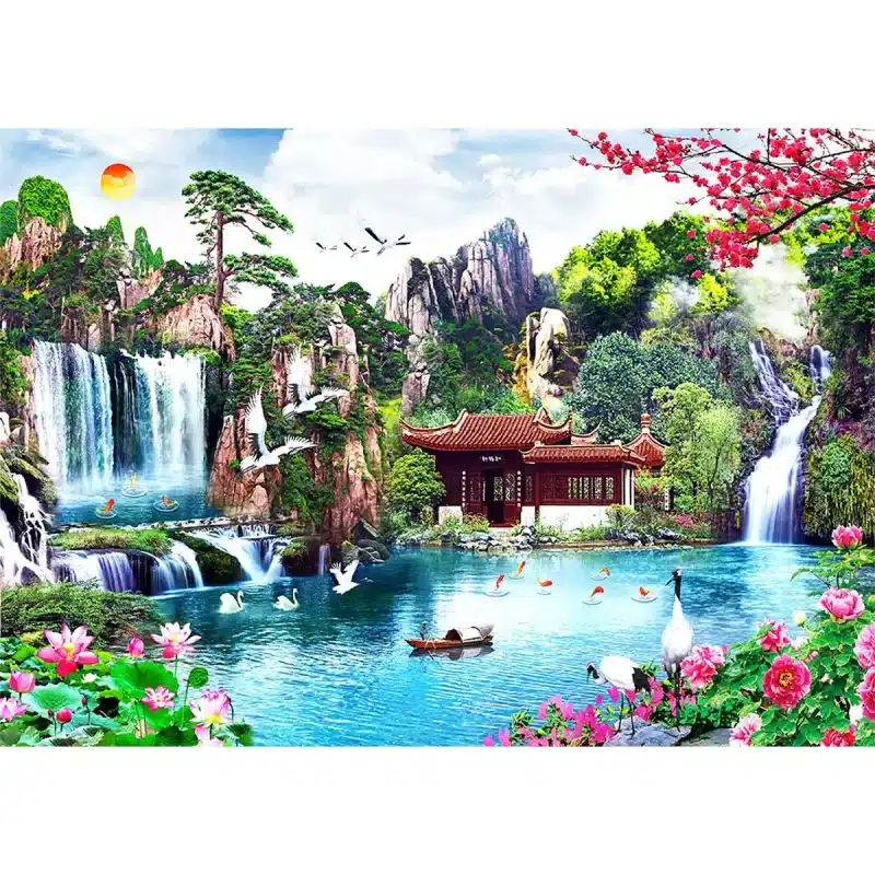 vízesések a japánkertben fa puzzle