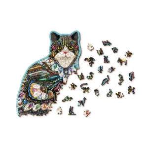 Az ékszerekkel díszített macska fa puzzle