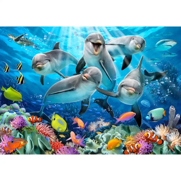 vidám delfinek fa puzzle