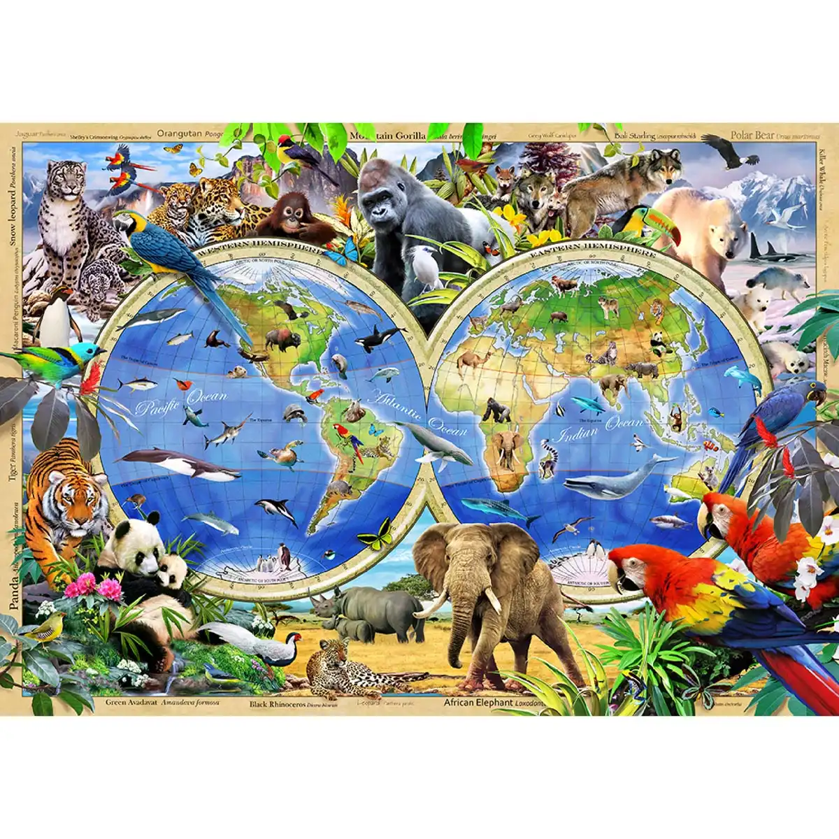 állati királyság térkép fa puzzle