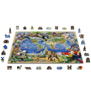 állati királyság térkép fa puzzle
