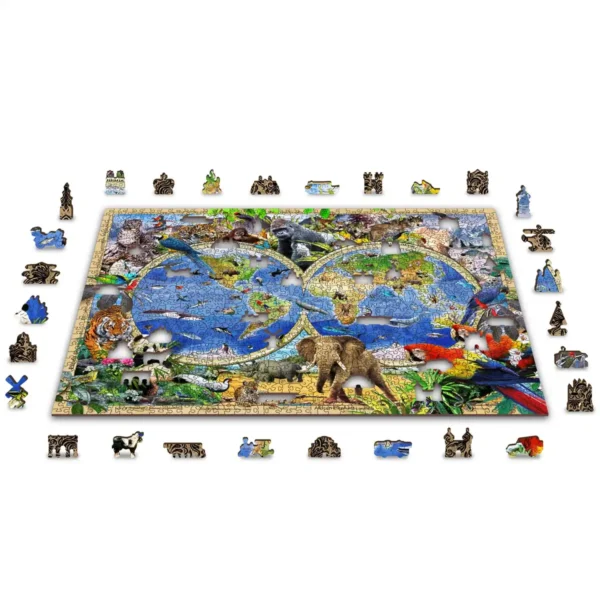 állati királyság térkép fa puzzle