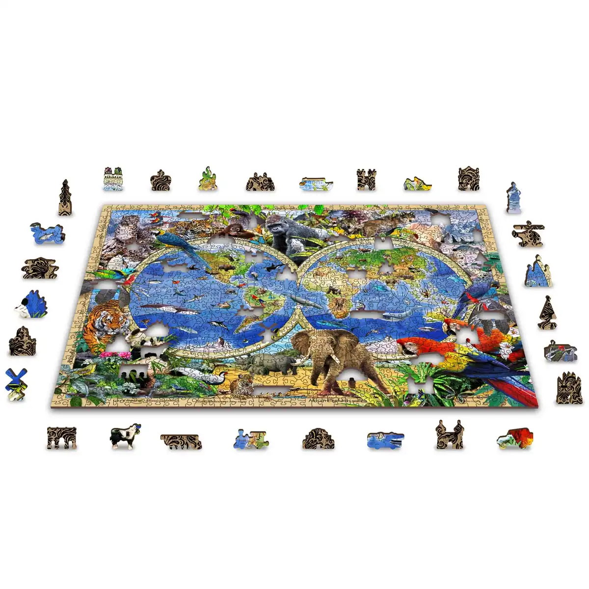 állati királyság térkép fa puzzle