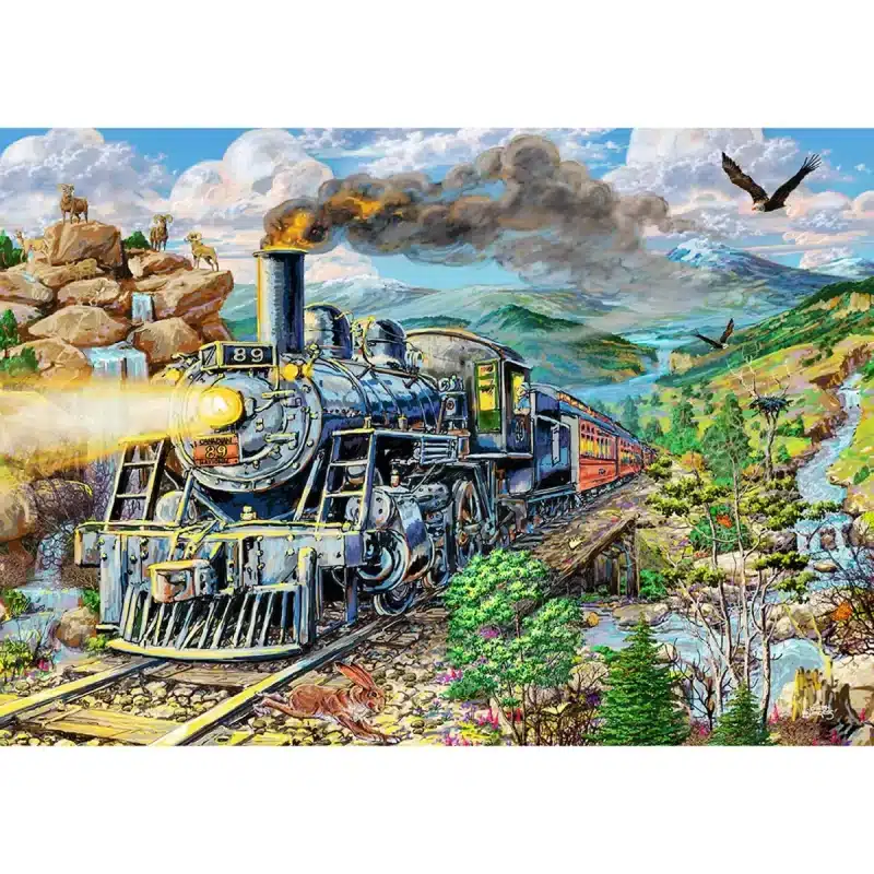 gőzmozdony fa puzzle